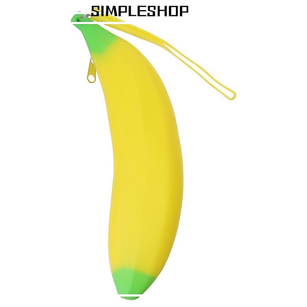 SIMPLESHOP Banana Zero Wallet, Yellow Banana Shape Silicone Pen Bag, Multifunctional Silicone 2.36*7