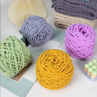 ไหมพรมเส้นใหญ่ ไหมพรมเส้นหนา 1ply น้ำหนัก100กรัม เนื้อนุ่ม ถักมือโครเชต์ DIY