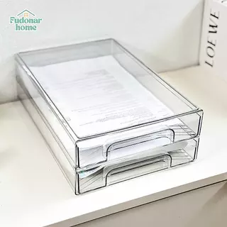 Fudonar กล่องลิ้นชักใสตั้งโต๊ะ กล่องเก็บของอเนกประสงค์ ประหยัดพื้นที่ กันฝุ่น วางซ้อนได้