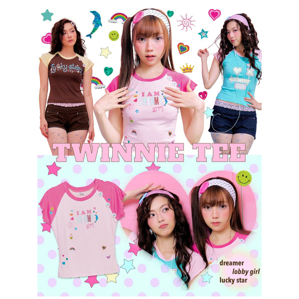 Just Kidding Goods - Twinnie Tee เสื้อทรง Raglan ไหล่สโลป 2สี ทูโทน เสื้อยืดสองสี
