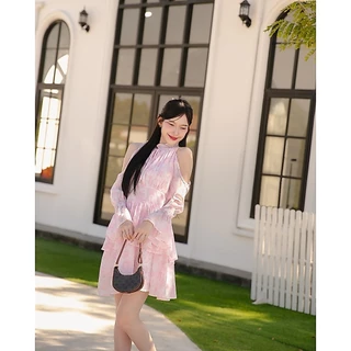 DR0476 LABELLE รุ่น Lunetty Dress เดรสสั้นสีหวานละมุน น่ารักสุดๆ
