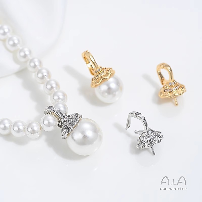 14K Gold Strong สี Retention หมวกลูกปัดแกะ Eye Pearl ผู้ถือ Universal Buckle จี้ diy Handmade Sticky