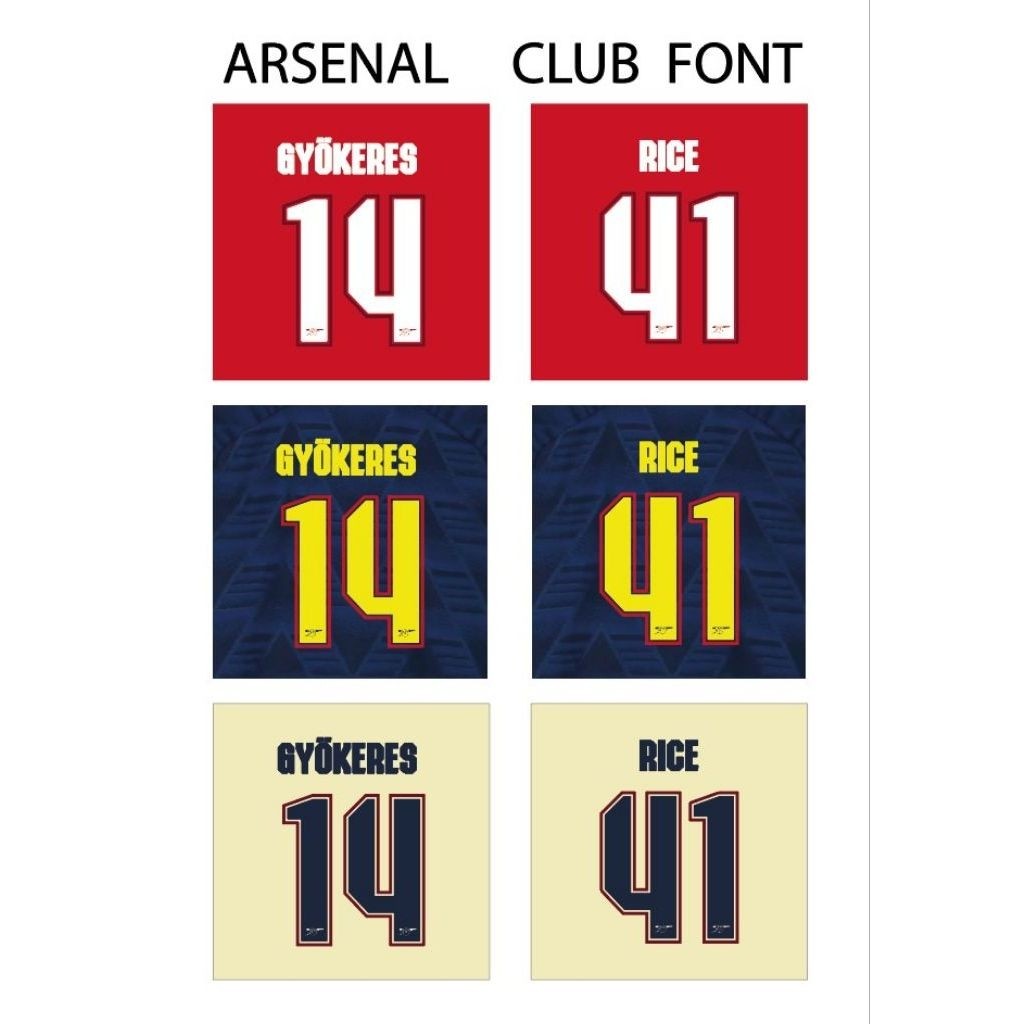 เฟล็กซ์รีดเสื้อ เบอร์รีดเสื้อ ชื่อพร้อมเบอร์ ARSENAL CLUB FONT 26-27