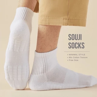 🔥PACK 4 FREE 1🔥ถุงเท้าข้อกลาง SOUJI SOCK หนานุ่มX2 ลดกลิ่นอับ เลือกได้ 3แบบ⚡แพคสุดคุ้ม 💥ส่งไวทันใจ