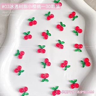 เรซิ่นเชอร์รี่ 30ชิ้น สำหรับแต่งเล็บสีแดงเชอร์รี่ผลไม้น่ารักการ์ตูน Girly 3D เรซิ่นเล็บ Art DIY ตกแต่ง🇹🇭🇹🇭🇹🇭