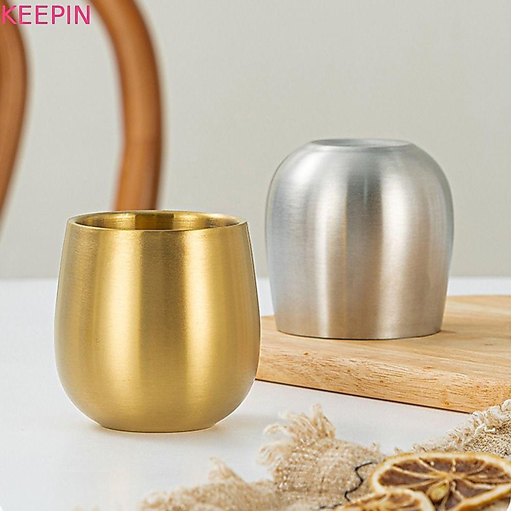 KEEPIN ถ้วยน้ําสแตนเลส, ถ้วยเบียร์สองชั้นหนาแบบใช้ซ้ําได้, เด็กs Anti-drop มัลติฟังก์ชั่นสบาย Grip ฉนวนกันความร้อนแก้วกาแฟใช้ในบ้าน