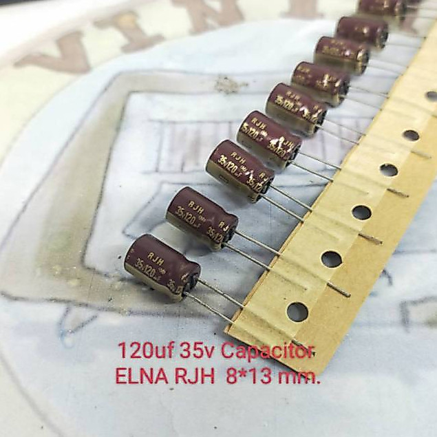 100uf 120uf 35v Elna Capacitor(10ชิ้น)