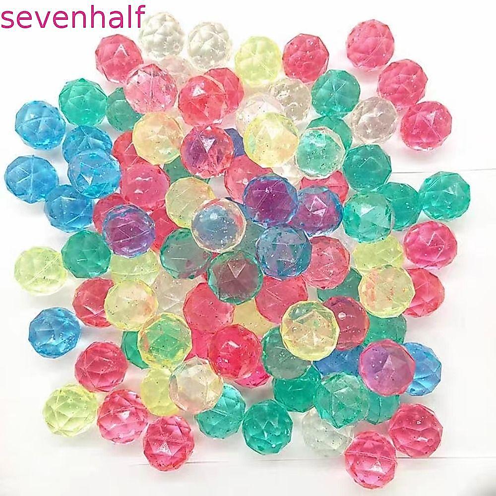SEVENHALF 6 ชิ้น Diamond Bouncy Ball, Bouncy ของเล่นสายรุ้งสียาง Bouncy Ball, Creative สุ่มใสขนาดใหญ