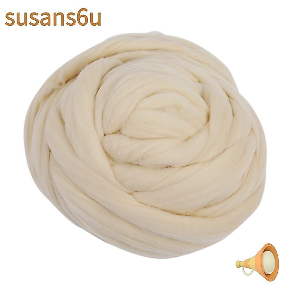 SUSAN Wool Roving, Wool 8.8 oz Needle Felting Wool, Soft White Chunky Yarn For Needle Felting