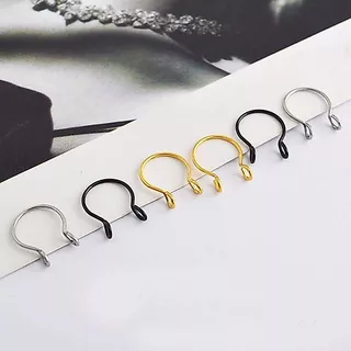 ห่วงจมูก ไม่ต้องเจาะ Fake Septum Medical Titanium Nose Ring Silver Gold Body Clip - 1 ชิ้น