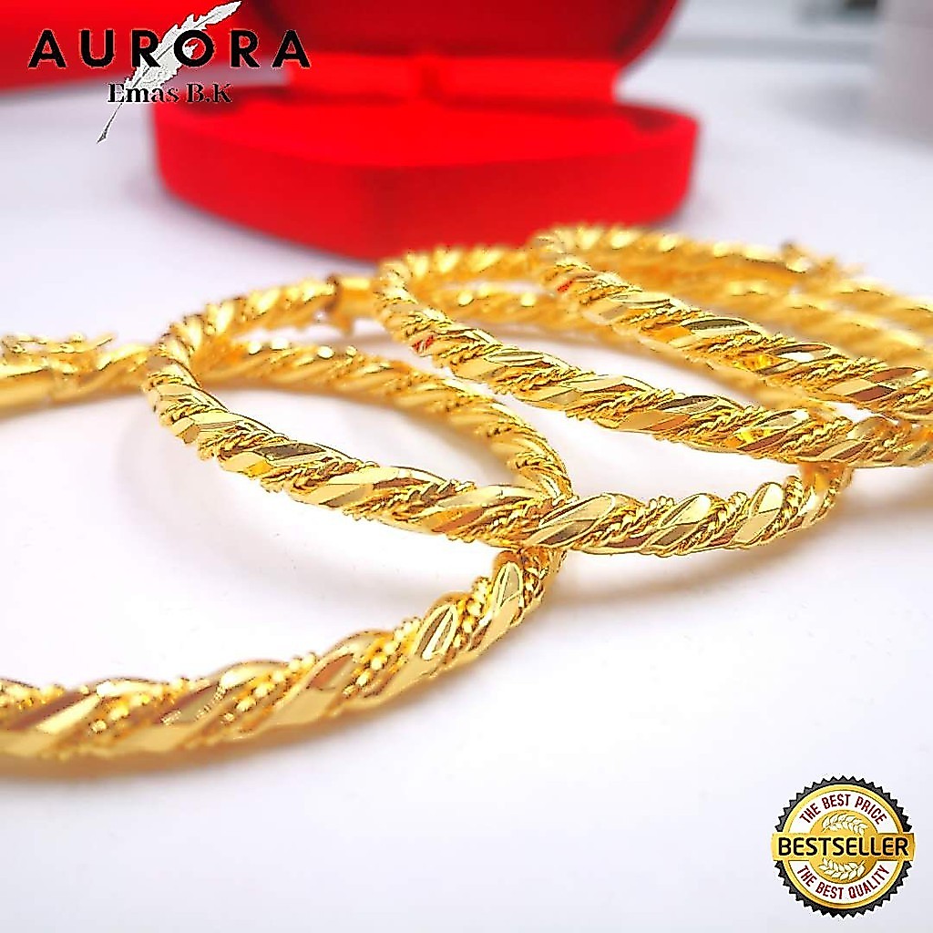 COP 916 Gelang Tangan กําไลข้อมือ Bubut (Lebar 0.5 ซม.) Emas Korea Gold999.9 ชุบ Bracalets EKGTQc BG