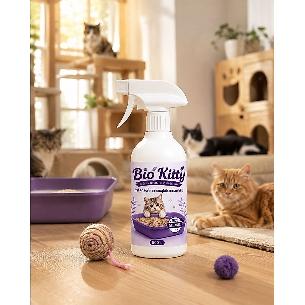 Bio Kitty สเปรย์ดับกลิ่นทรายแมว ดับกลิ่นในห้องน้ำ สูตรออร์แกนิก 500 ml สุดคุ้ม