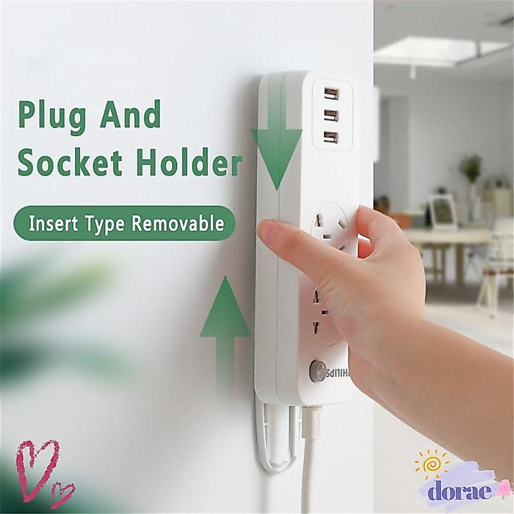 DORAE Plug Fixer Self-Adhesive Wall Fixer Punch-free Storage Shelf Gadget ตกแต่งบ้านติดผนัง