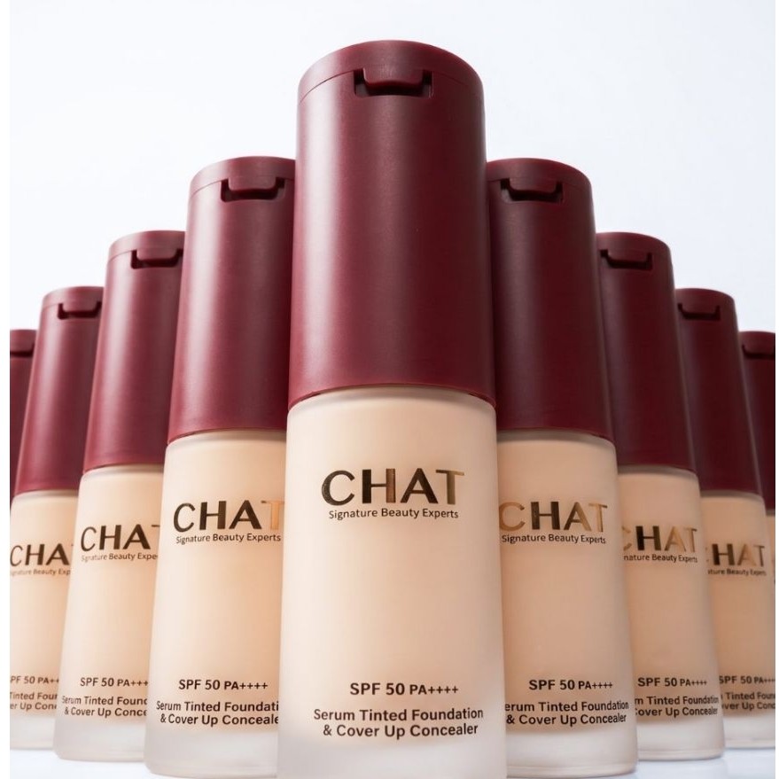 CHAT Cosmetics Serum Tinted Foundation & Cover Up Concealer 20ml. เซรั่มทินท์รองพื้น และคอนชีลเลอร์