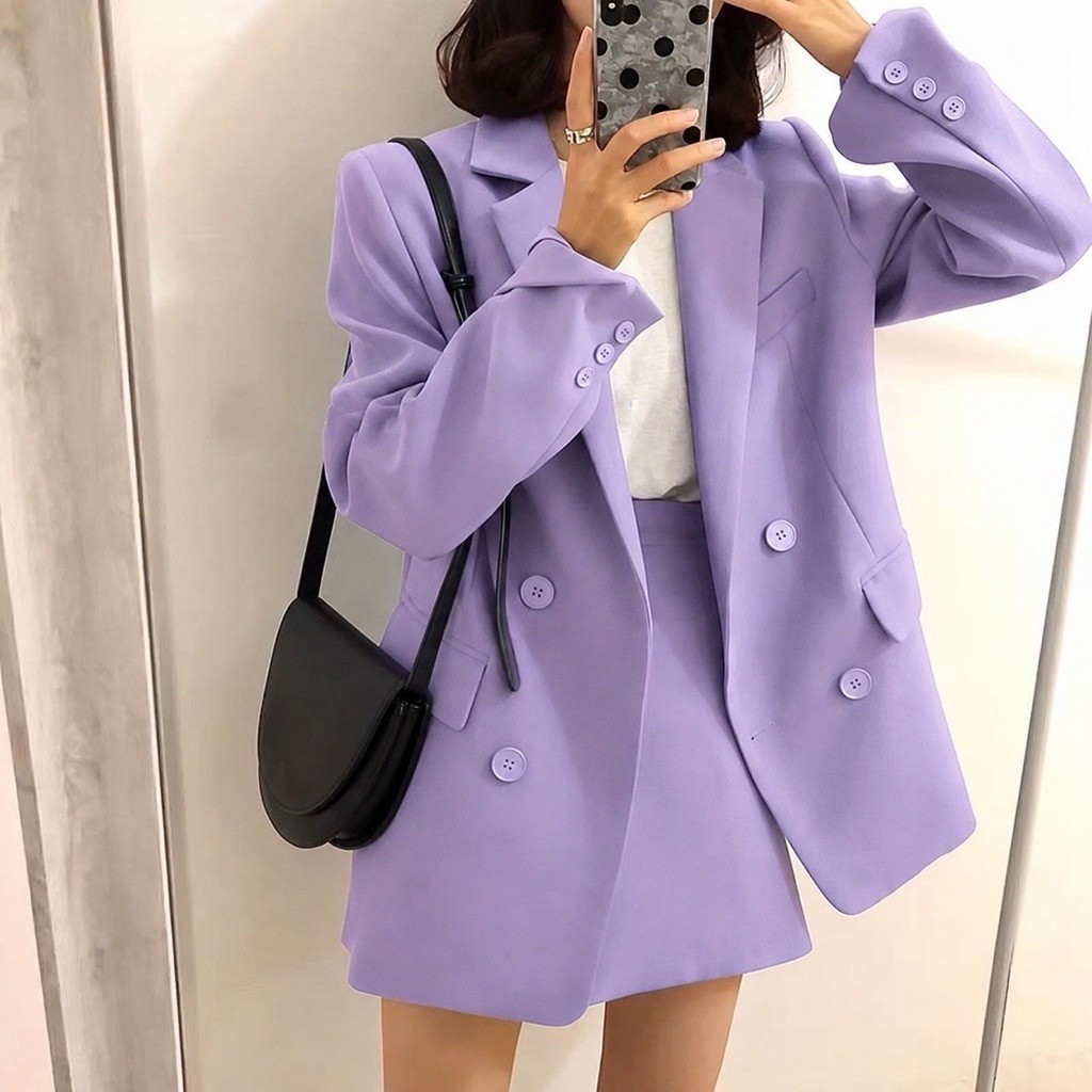 CHARISSA KLOSET ชุดเซ็ทเสื้อสูท+กระโปรงสั้น Setsuit Korea Style สวย เรียบหรู ผ้าดีมากเว่อร์ code 20030