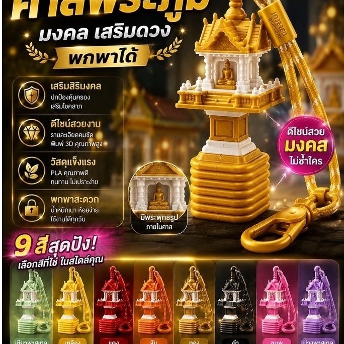 พวงกุญแจClicker พวงกุญแจศาลพระภูมิ ศาลเจ้าที่ ของขวัญมงคล พกได้