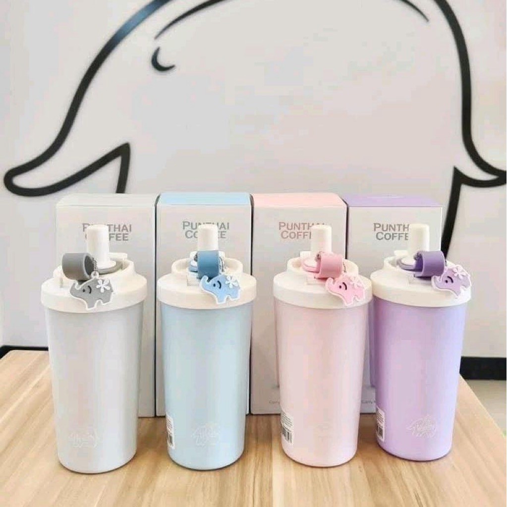 Punthai Coffee แก้วพันธุ์ไทยคอลใหม่ล่าสุด สีพาลเทส 500 mL รุ่น Elephant Design ขนาด 500 มิลลิลิตร