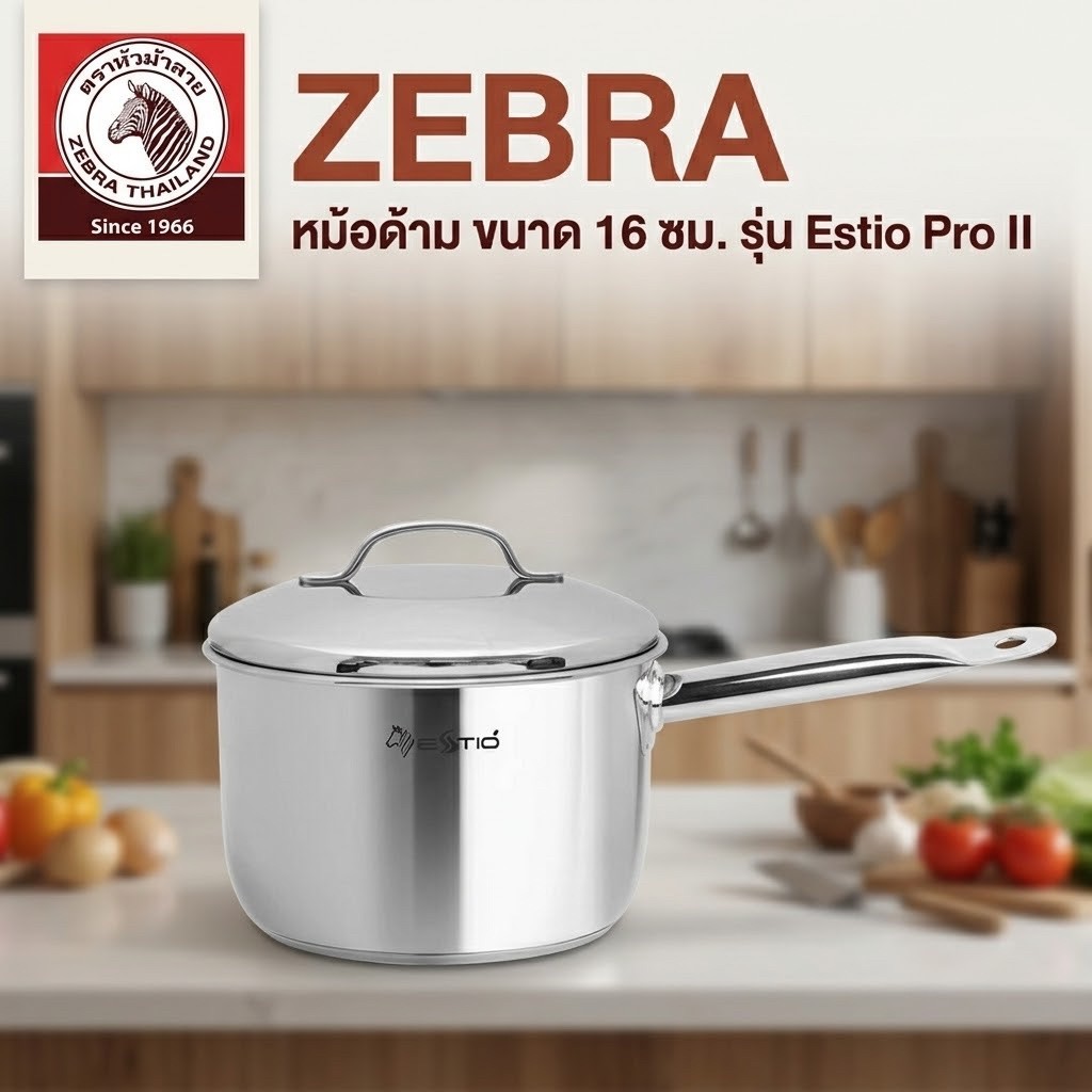 ZEBRA หม้อด้าม ขนาด 16 ซม. รุ่น Estio Pro II