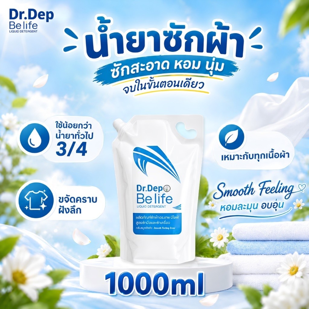 น้ำยาซักผ้า Dr.Dep Belife กลิ่น Smooth Feeling
