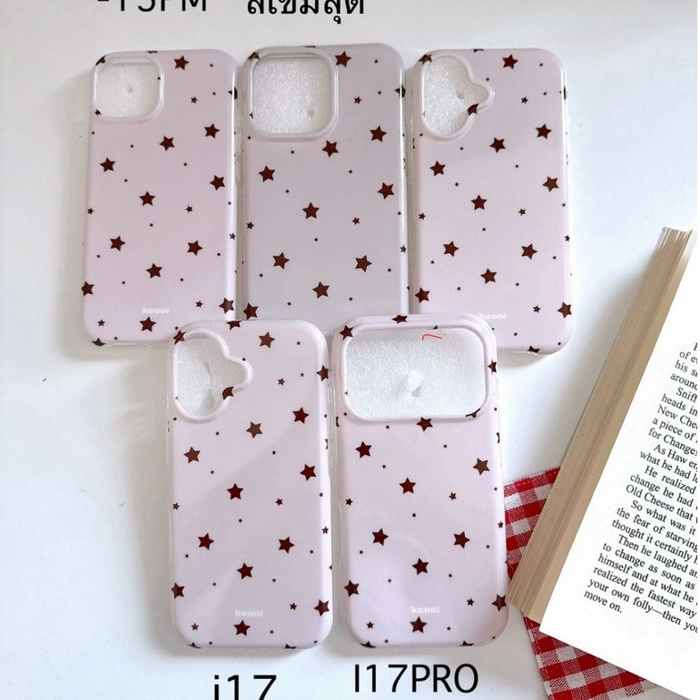 [i18] พร้อมส่งในไทย 2สี เคสดาวพื้นม่วง พื้นครีม R1891 ผิวเงา ขอบนิ่ม เคสไอโฟน สำหรับ IPhone 14-18Promax