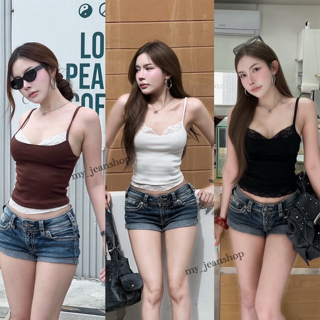 Lace Trim Cami Top เสื้อสายเดี่ยวแต่งขอบลูกไม้BYKIM