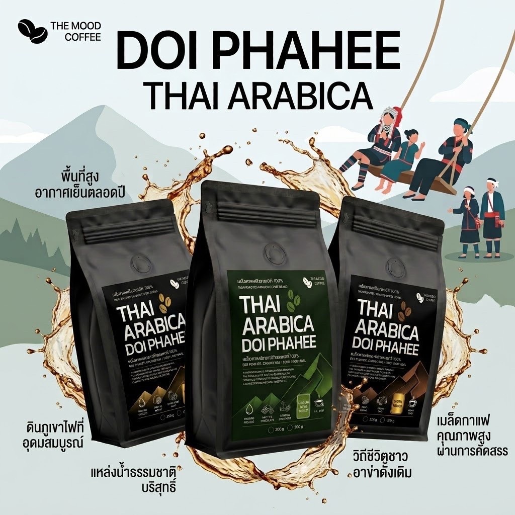 กาแฟอาราบิก้าแท้ 100% ดอยผาฮี้ เกรด A คัดพิเศษ(DOI PHAHEE Single Origin Arabica 100%)