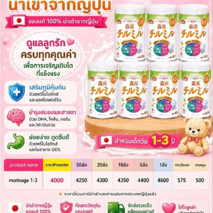 นมผงMorinaga 1-3ปี อิสลามทานได้ สูตร2