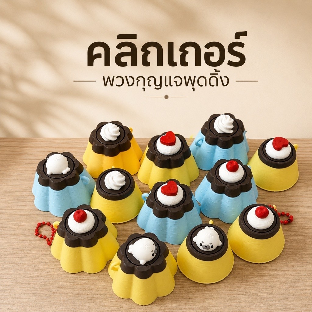 พวงกุญแจคลิกเกอร์พุดดิ้ง pudding keychain fidget toys clicker