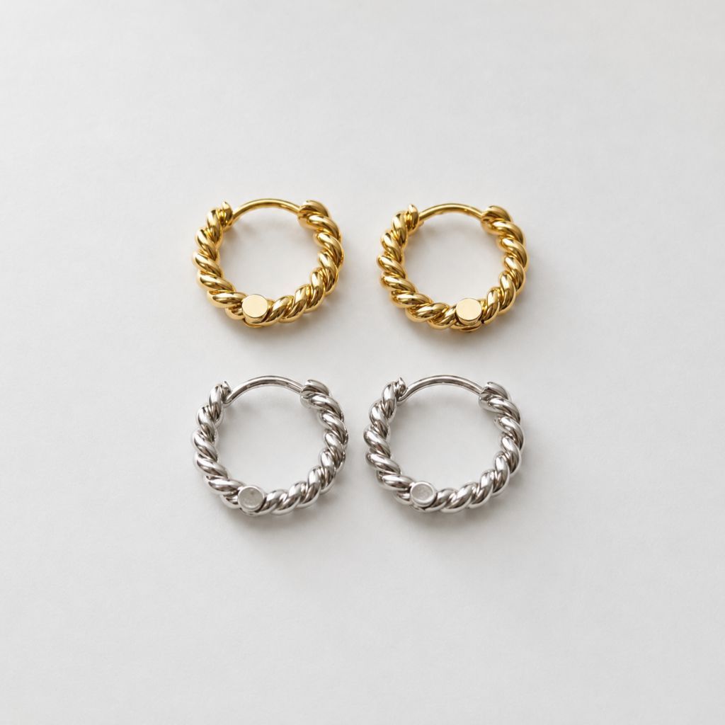 nnlin. Twist Hoop ต่างหูห่วงเกลียวทวิส ครัวซ็อง (ก้านเงินแท้ S925)