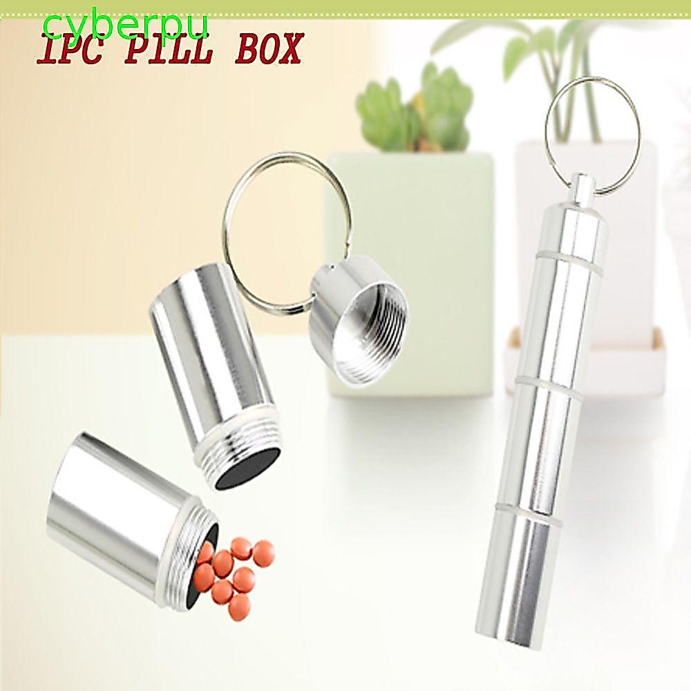 CYBERPULSE Pill Container Pill Bottle Pocket Aluminium Alloy With Keychain Capsule Shape Pill Storag