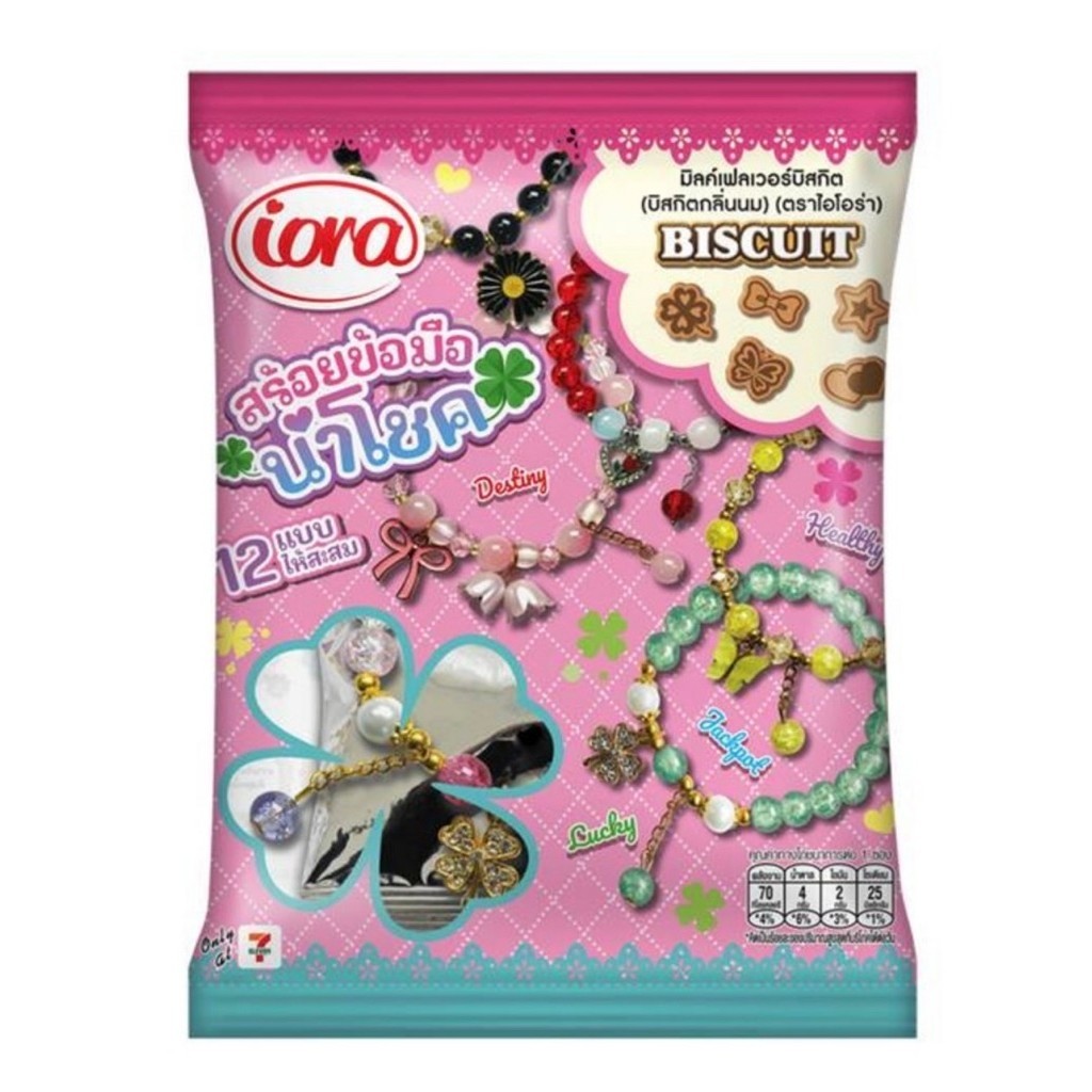 ไอโอร่า บิสกิตรสนม พร้อมสร้อยข้อมือนำโชค(เลือกลายได้) 16 กรัม