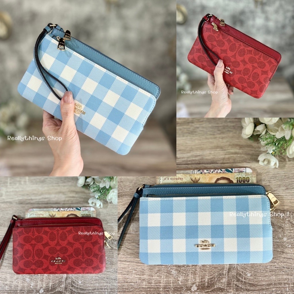 [ลดเพิ่ม:โค้ดคุ้ม]{แท้ % พร้อมส่ง+ส่งฟรี} คล้องมือ 2 ซิปไซส์ L : C. Large Double Zip Wallet CU919 CX161 CEY50