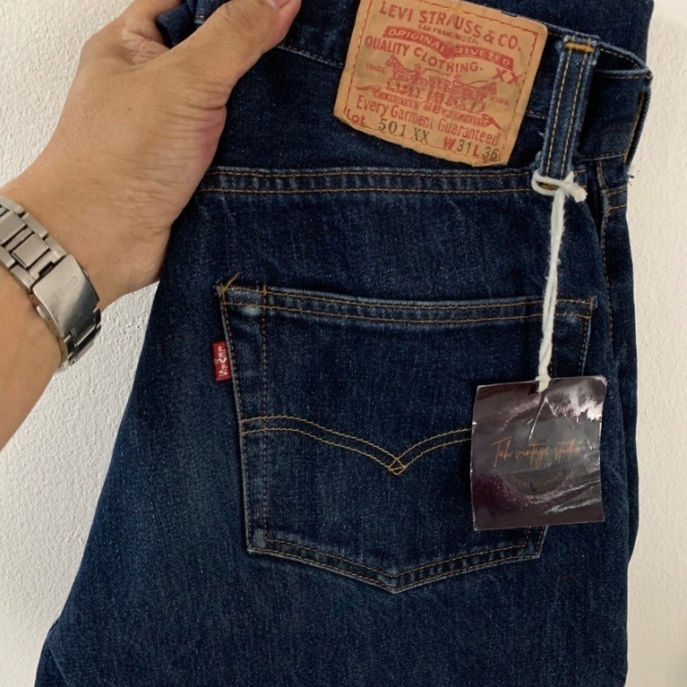 Levi’s 501 XX Redtap-big”E” ริมแดง LVC 1955 , Made in USA , button 555 , Size W31 L36 (ขนาดจริงดูตรง