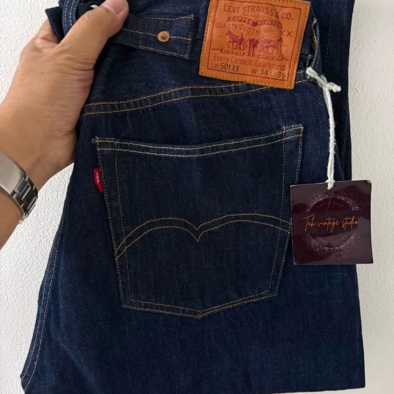 Levi’s 501 XX redtap-big”E” ริมแดง LVC 1937 made in USA , button 4420 , Size W34 L36 (ขนาดจริงดูตรงร