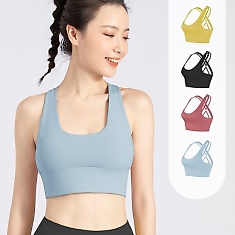 เสื้อบราโยคะสปอร์บรา ยกทรงสำหรับสตรี สปอร์บาร์ครี่งตัวมีฟองน้ำ ตะขอหลังปรับได้3ระดับ ผ้าดีไม่ย้วย สายไขว้หลังMTJW 03