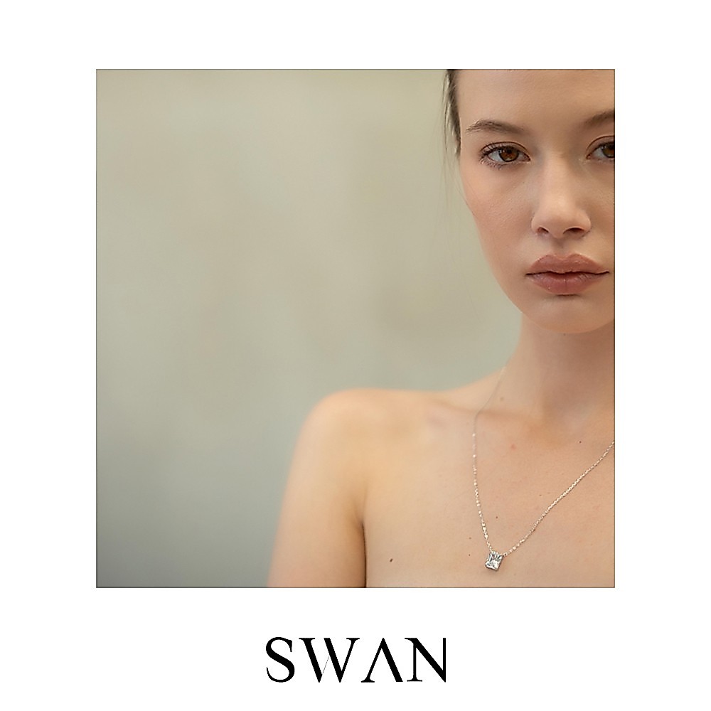 Swan قلادة فضة حقيقية رفيعة بدلاية زركون — صورة 3
