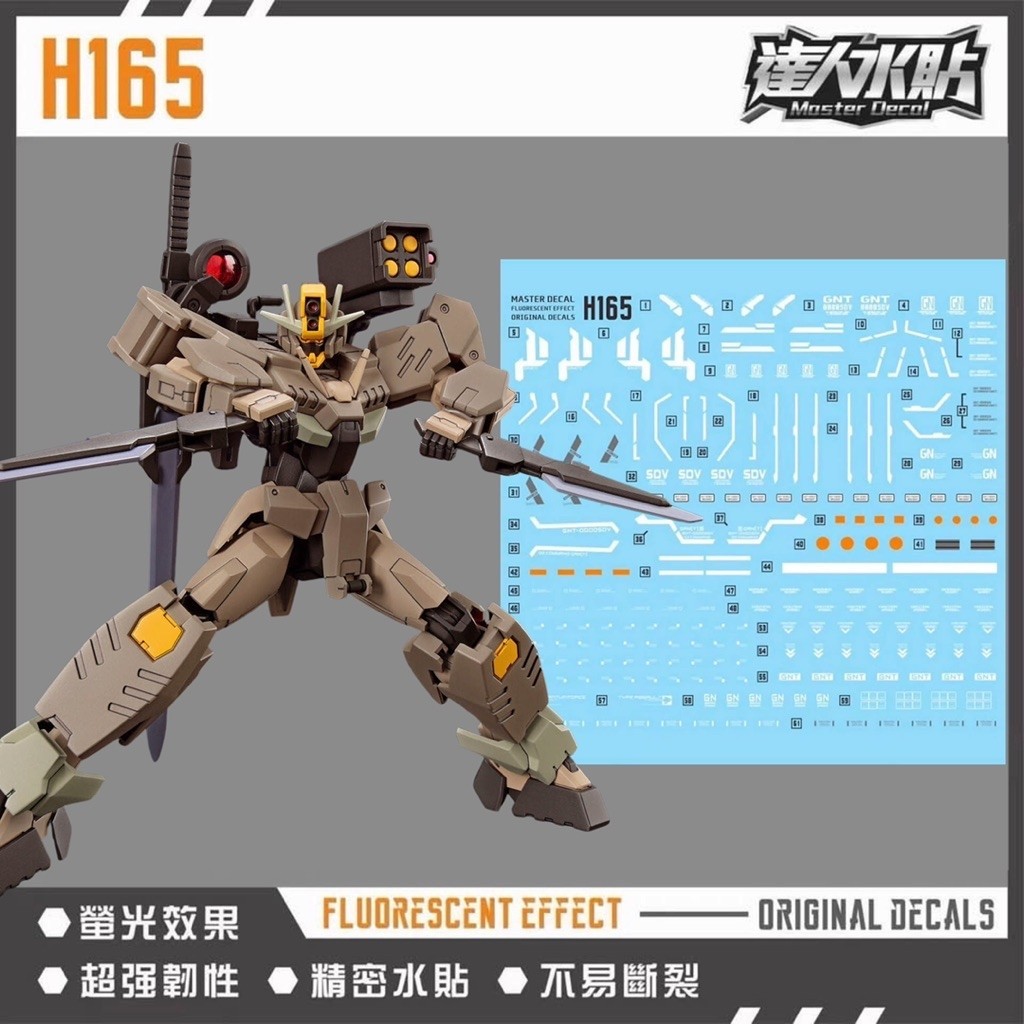 ดีคอลน้ำ DL H 165 DECAL HG 1/144 GUNDAM 00 COMMANDO QANT DESERT TYPE เรืองแสงแบล็คไลท์