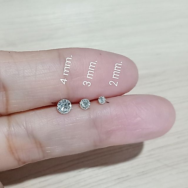 (silver 925) ต่างหูเพชรเงินแท้ cz ฟันปลา (ราคาต่อ 1คู่)