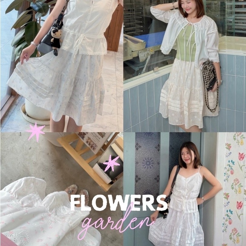 skirts015- flowers garden skirts🫜🌻🪻- กระโปรงลายดอกไม้