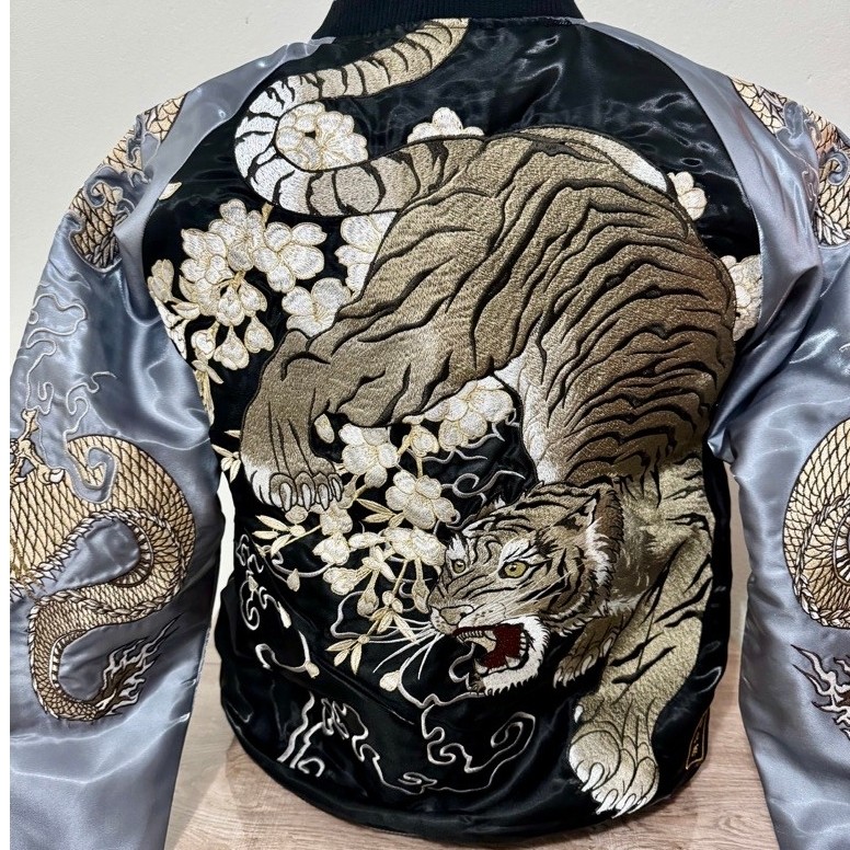 Sukajan, Tiger dragon เสือ x มังกรทอง Reversible, sukajan jacket เสื้อปักลายมังกร เสื้อแจ็คเก็ตญี่ปุ