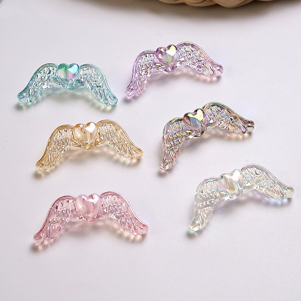 ลูกปัดอะคริลิค รูปปีก DIY สําหรับทําเครื่องประดับ 50 ชิ้น