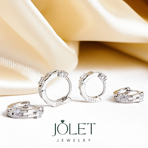 Jolet ต่างหูเงิน ตุ้มหูเงินเเท้92.5 s925 ส่งพร้อมกล่อง ต่างหูห่วง