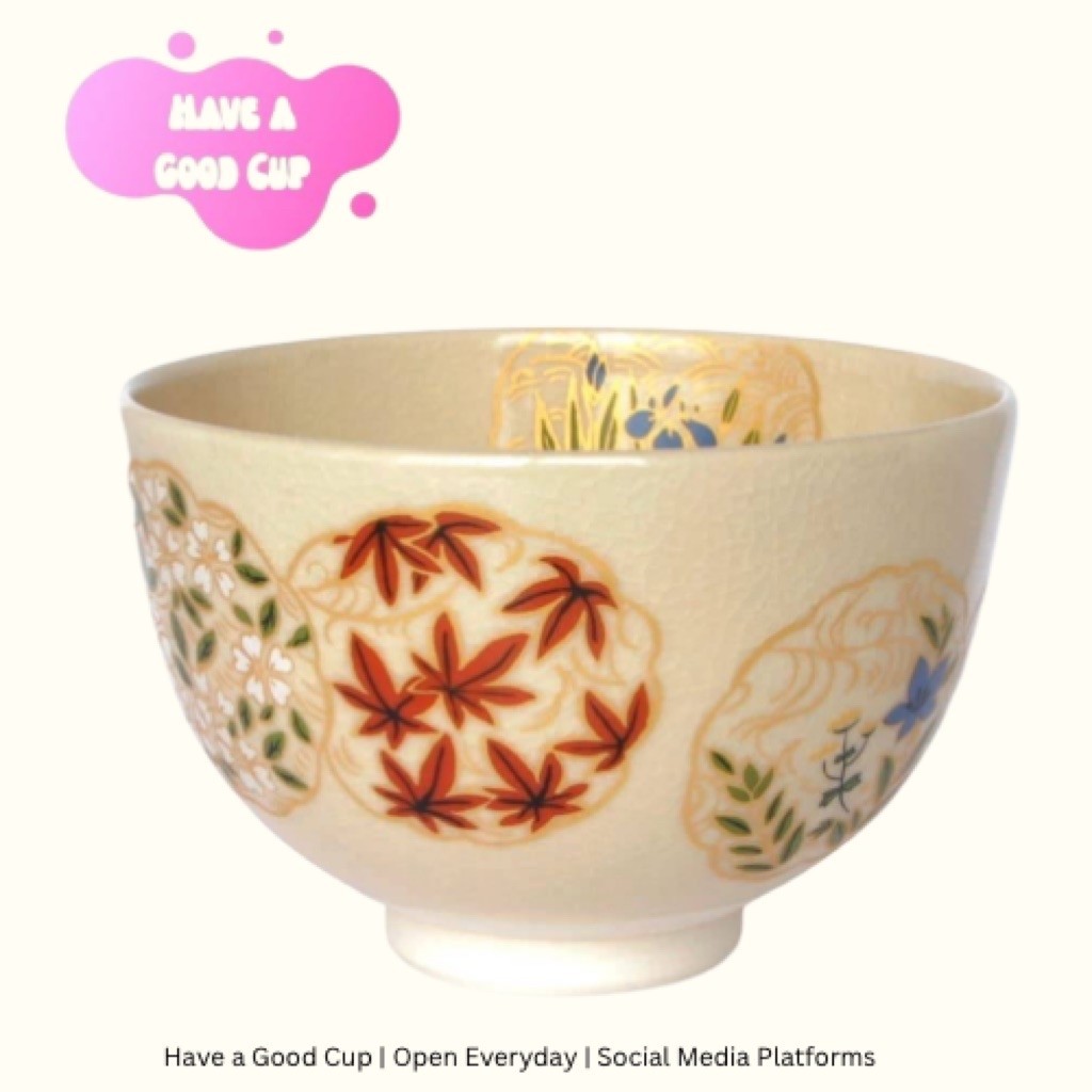 ถ้วยชงมัทฉะจากญี่ปุ่น🇯🇵Chawan Matcha Tea Bowl Eizan Kyomizu-yaki / Flower Circle