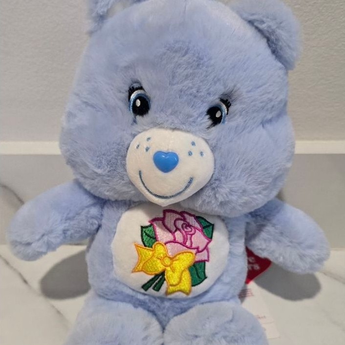 Care Bears Grams Bear ยายแกรมสํ25 cm น้องสีฟ้าพาสเทล หน้าท้อง ดอกกหลาบ ของแท้ป้ายห้อย