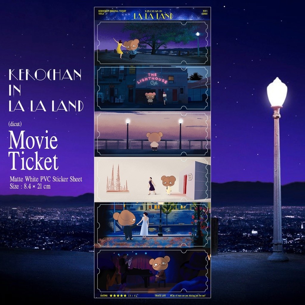 Kerochan in LA LA LAND MOVIE TICKET Sticker