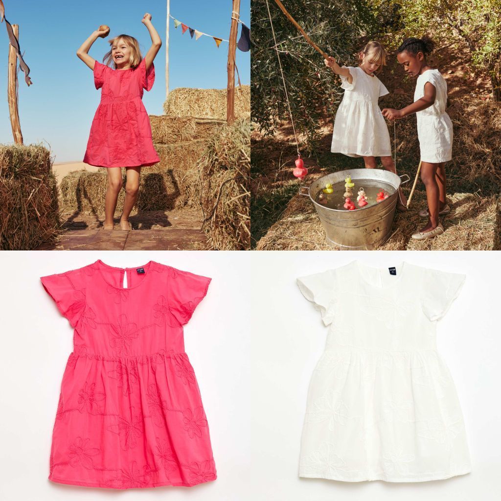 Embroidered Dress - KIABI เดรสปักลายดอกไม้ ด้านหลังมีกระดุม