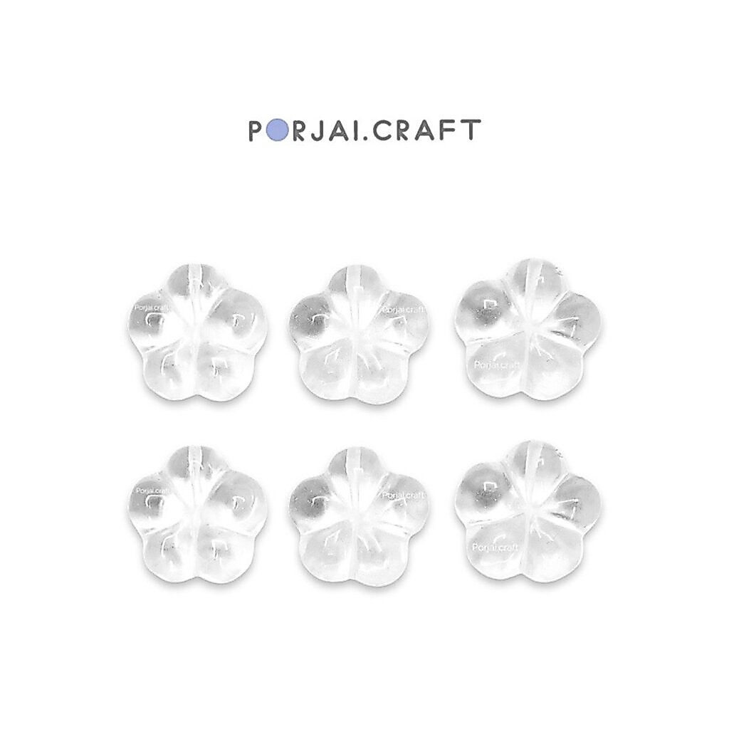 Clear Quartz Flower Bead ลูกปัดดอกไม้ควอตซ์ใส 12mm