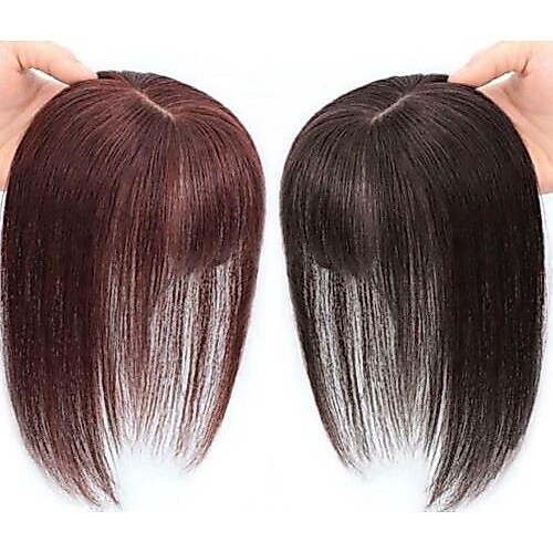 8ซม.x12ซม.ฐาน100% ท๊อปเปอร์ผมมนุษย์ธรรมชาติที่มีแบนบางขอบฝรั่งเศสสําหรับผู้หญิงคลิปใน