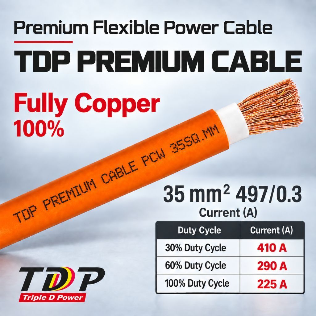 สายเชื่อมไฟฟ้าสีส้ม 35 SQMM. 497/0.3 ยี่ห้อ TDP PREMIUM CABLE PCW ทองแดงเต็ม แท้ 100%