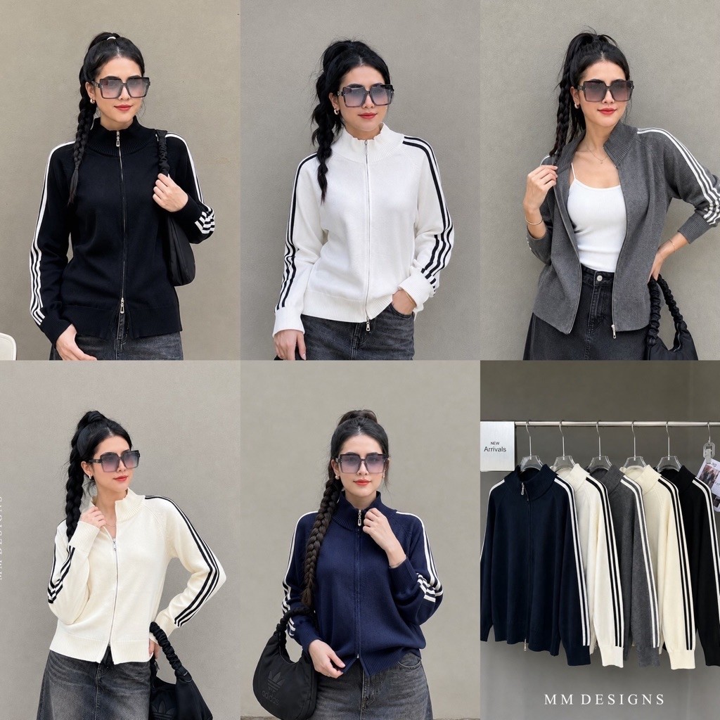 Knit jacket มาแล้วจ้า เสื้อคลุมไหมพรม ผ้าไหมพรมปกคอตั้ง